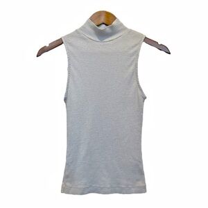 Michael Stars Sleeveless Top Mock Neck One Size Fits Most Gray Ribbed Cotton